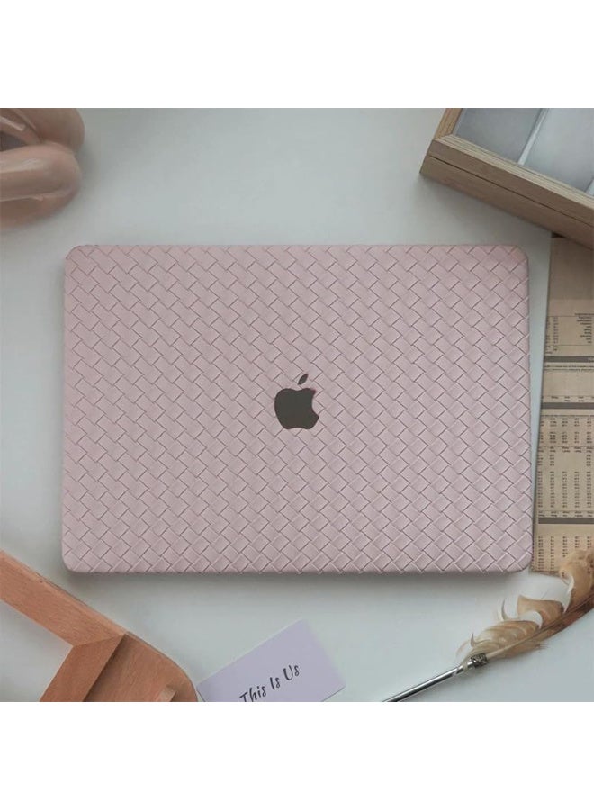 Hard Shell Case for MacBook Air 13 Inch (A1932 (2018–2019), A2179 (2020 Intel), and A2337 (2020 M1), Woven Texture Protective Cover, Scratch-Resistant Laptop Case – (Rose Gold) - Image 4